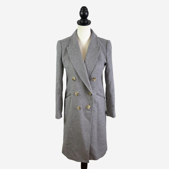 J Crew Wool Cashmere Double-Breasted Coat Gray 2P - Picture 1 of 14